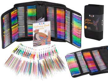 Colored Gel Pens Set in Case, 120 pcs. + 120 Rods