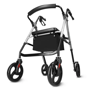 4-Wheel Rollator Walker 4FIZJO with Seat and Bag, Silver