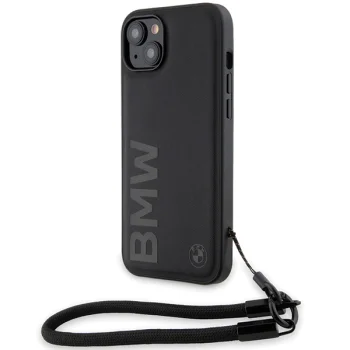 BMW iPhone 15 / 14 / 13 Case Signature Leather Wordmark Cord, Black