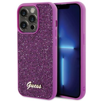 Apple iPhone 15 Pro 6.1'' Guess Disco Metal Script Case Cover, Pink