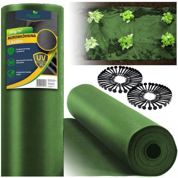 Агроволокно от сорняков Plonos 1,6x50 м 90 г/м² + 100 колышков, зеленое