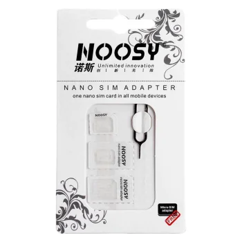 Noosa SIM Card Adapter Set with Eject Tool Pin, White
