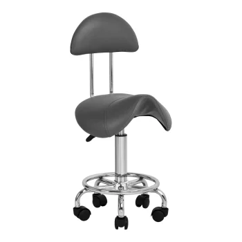 Activeshop 6001 Cosmetic Stool with Backrest, Grey