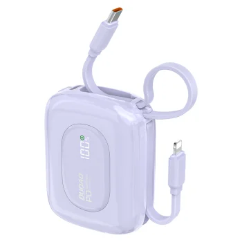 Dudao K32 22.5W 10000 mAh Power Bank with Built-in Cables - Purple