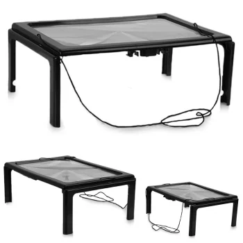 A4 Reading Magnifier with 3x Magnification and 4 LED Light, Black