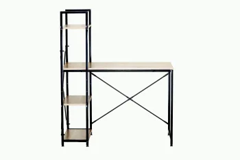 Modern Loft Reversible Desk with 3 Shelves Modern Oak