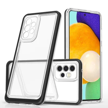 Hybrid Armor Clear 3in1 Case for Samsung Galaxy A73, Black Frame