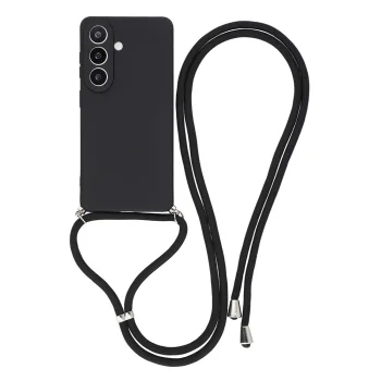Samsung Galaxy S26 Case with Fiber Lining and Crossbody Strap - Black