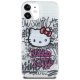 Hello Kitty iPhone 15 Case IML Kitty On Bricks Graffiti, White