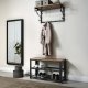 Industrial Shoe Rack Bench with Padded Seat for Entryway, Rustic Brown
