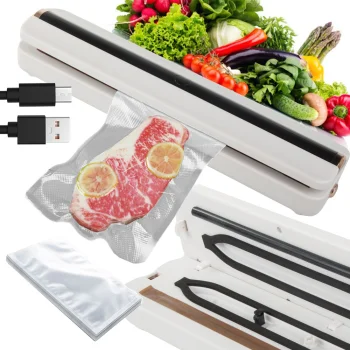 Cordless Vacuum Sealer for Food + 10 Bags, 10W, White
