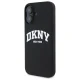 DKNY iPhone 16 Case Silicone White Printed Logo MagSafe, Black