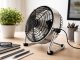 Quiet Metal Desk Fan 22cm USB-C 2 Speeds Home Office, Black
