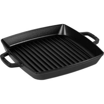 Staub Square Cast Iron Grill Pan 28 cm, Induction, Matt Black