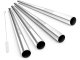 A set of 10 Reusable Eco-Friendly Metal Drinking Straws with Cleaning Brush and Pouch, Silver