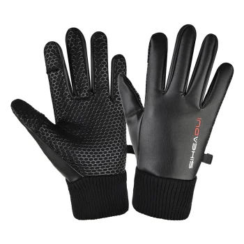 Men's Insulated Touchscreen Phone Gloves with Anti-Slip Grip, Black