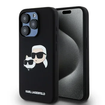 Karl Lagerfeld iPhone 15 Pro Max Case Silicone Karl & Choupette MagSafe, Black