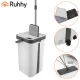 Ruhhy 27232 Flat Mop with Dual-Chamber 11L Bucket and 3 Pads