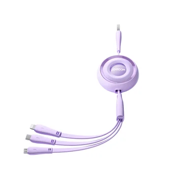 Joyroom S-A40 Retractable 3-in-1 Charging Cable, 1m, Purple