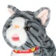 Interactive Walking Cat Toy on a Leash Meows Sings and Wags Tail, Gray