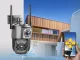 Dual Lens Outdoor Rotating IP Security Camera 4G RJ45 6MP Black