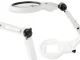Large Desktop Jeweler Magnifier 12x 8x with 18 LED USB, White/Black