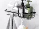 Loft Style Bathroom Shower Shelf with 4 Hooks, Black