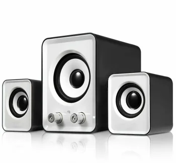 USB Powered 2.1 Computer Speakers with Subwoofer, 11W, White