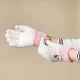 Women\'s Winter Touchscreen Gloves with Snowman and Tree Pattern, White and Pink