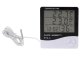 Digital Thermometer Hygrometer HTC-2 with Clock, Alarm and Calendar, white-black
