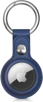 Apple AirTag PU Leather Case with Metal Snap Hook - Blue