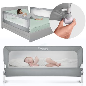 Toddler Bed Rail Guard for Kids 200 cm Nukido NK-228, Grey