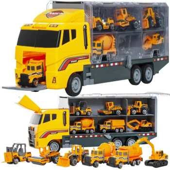 Car Carrier Truck Toy with 6 Construction Vehicles 22481