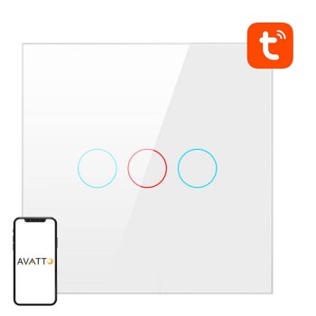 Avatto TS02-EU-W3 3-Gang Smart Wi-Fi Light Switch, White