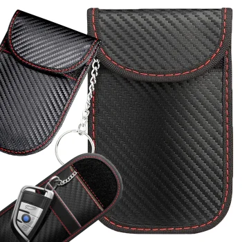 Anti-Theft Car Key Case with RFID Signal Blocker, Black