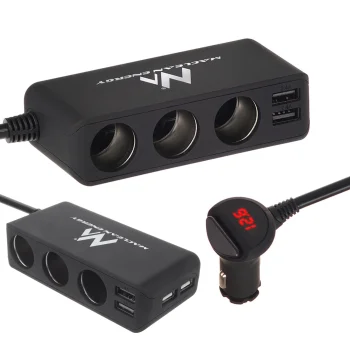 Maclean MCE117 Car Cigarette Lighter Socket Splitter, 3 Sockets, 4x USB, 120W
