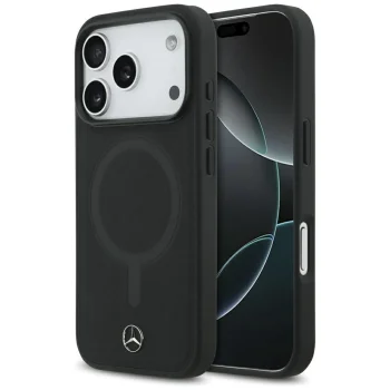 Mercedes iPhone 17 Pro Case Plain Smooth Leather MagSafe, Black