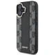 DKNY iPhone 16 Case Leather Checkered Mono Pattern MagSafe, Black