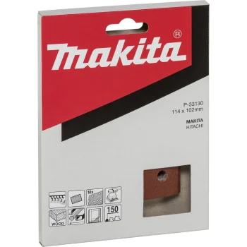 Makita Sandpaper Sheets 102 x 114 mm, P150, Hook and Loop, 10 pcs