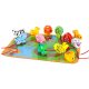 Wooden Farm Animals Lacing Toy with Threading Board