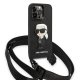 Apple iPhone 14 Pro 6.1\" Karl Lagerfeld Monogram Ikonik Patch Case Cover (KLHCP14LSTKMK), Black