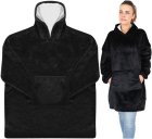 Oversized Warm Hoodie Sweatshirt Blanket with Pocket for Men and Women, Universal Size, Black
