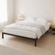 Metal Bed Frame ModernHome 190x200 cm with Wooden Slats, Black