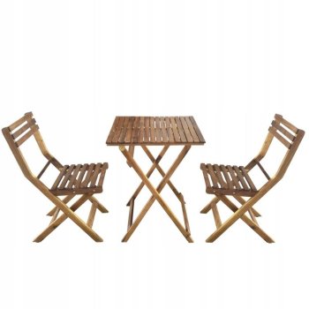 Acacia Wood Garden Bistro Set with Folding Table and 2 Chairs