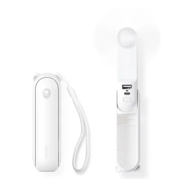 Jisulife Life8 Plus Handheld Portable USB Fan with Power Bank and Flashlight 4500mAh - White