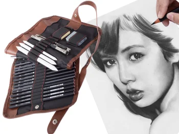 Professional Drawing and Sketching Art Set in Roll-up Case, 29 Pcs