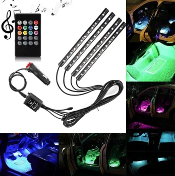 LED Car Interior Lighting with Remote Control (4 x 12 LED)