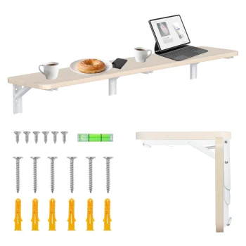 Maclean MC-129 WD Folding Shelf / Tabletop, 100x20cm, 50kg, Light Wood