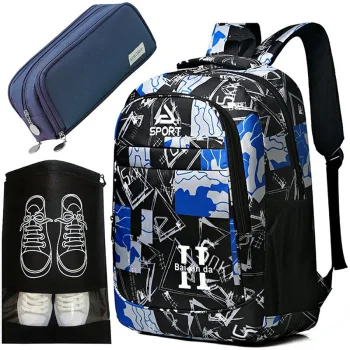 School and Sports Backpack Set with Shoe Bag and Pencil Case