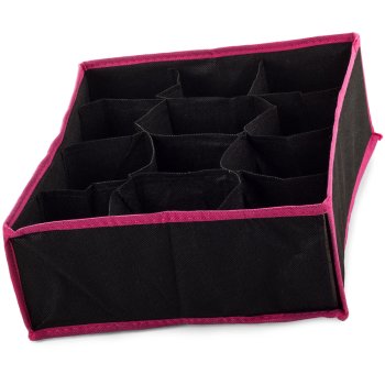 Foldable Drawer Organizer for Underwear and Socks, 12 Compartments, Black